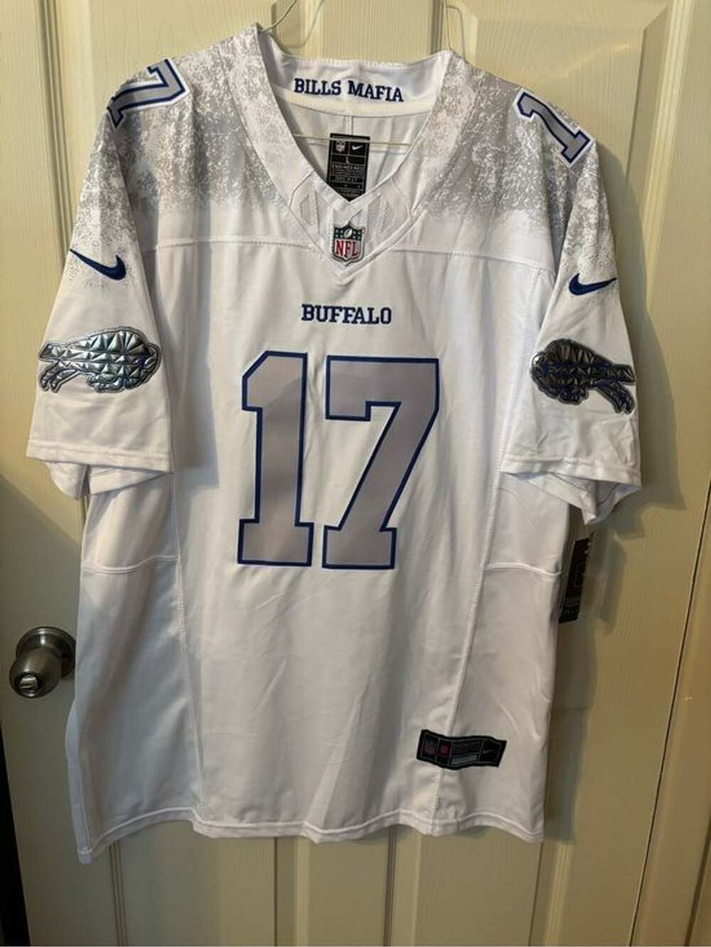 NFL Nike Dri-Fit Buffalo Bills White and Royal Blue #17 Josh Allen Jersey NWT
